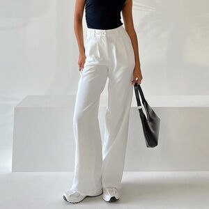 NWT Princess Polly Archer Straight Leg Dress Pants in White sz US 6